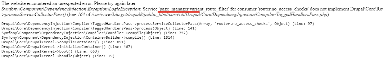 ошибка при обновлении drupal до версии 8.5.1